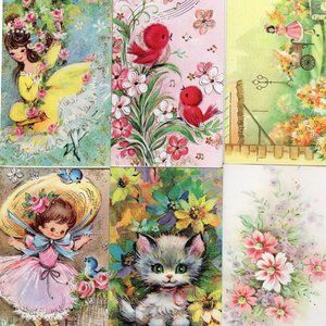 Vintage Greeting Cards With Box Various Sizes Designs  Envelopes